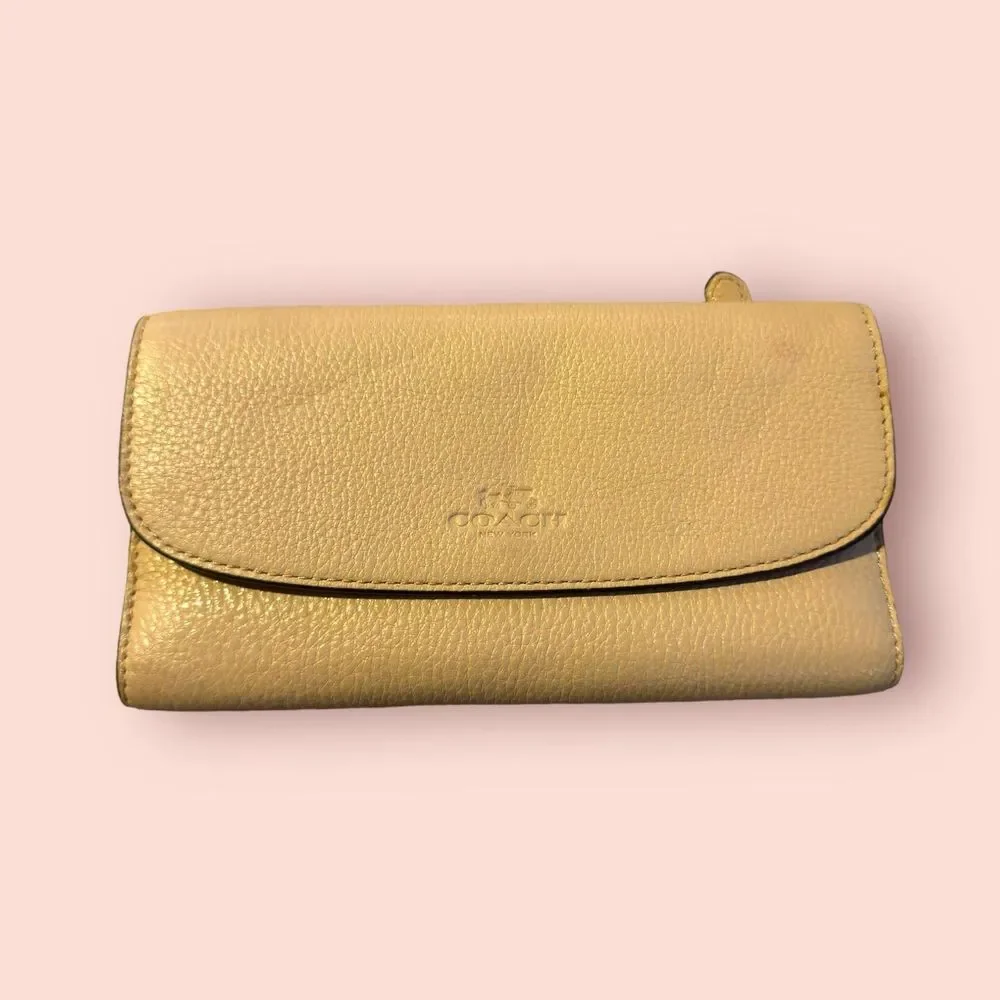 Coach Slim Trifold Beige Wallet and Matching Checkbook - Picture 1 of 6